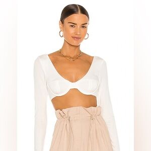 NWT NBD Alizeh Crop Bralette Long Sleeve Underwire Top in White - Size Small